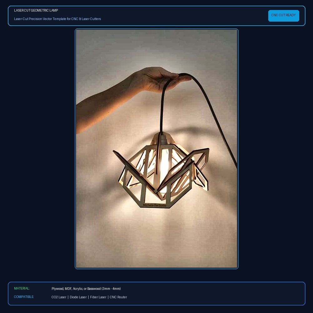 Laser Cut Geometric Lamp View 2