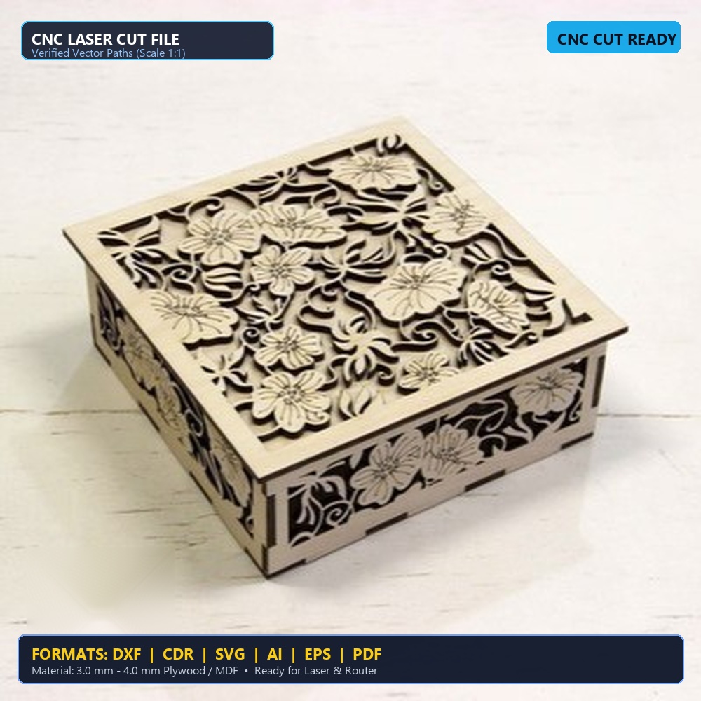 Laser Cut Geometric Arabesque Wooden Gift Box - DXF, CDR, SVG