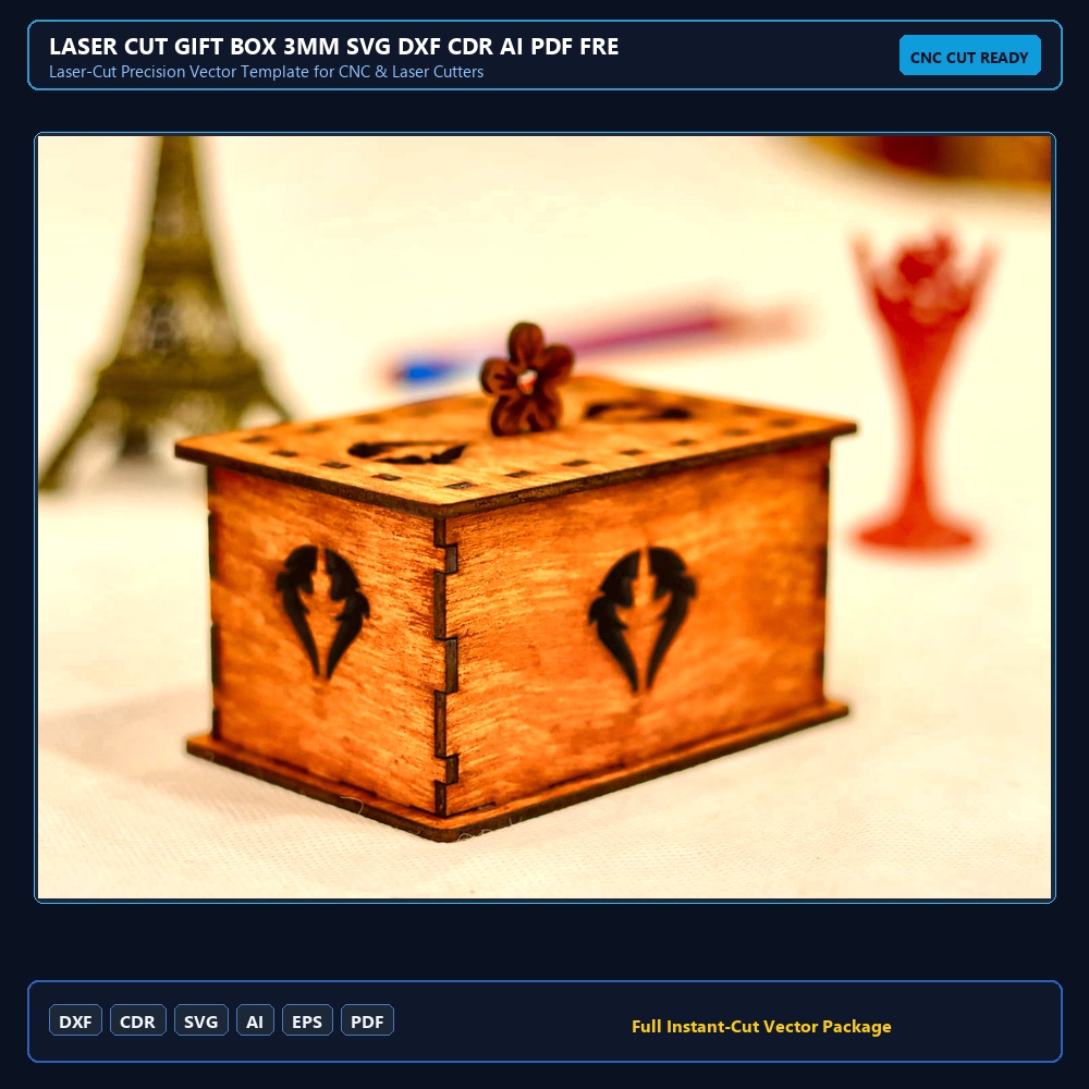 Laser Cut Gift Box 3mm SVG DXF CDR AI PDF Free Download
