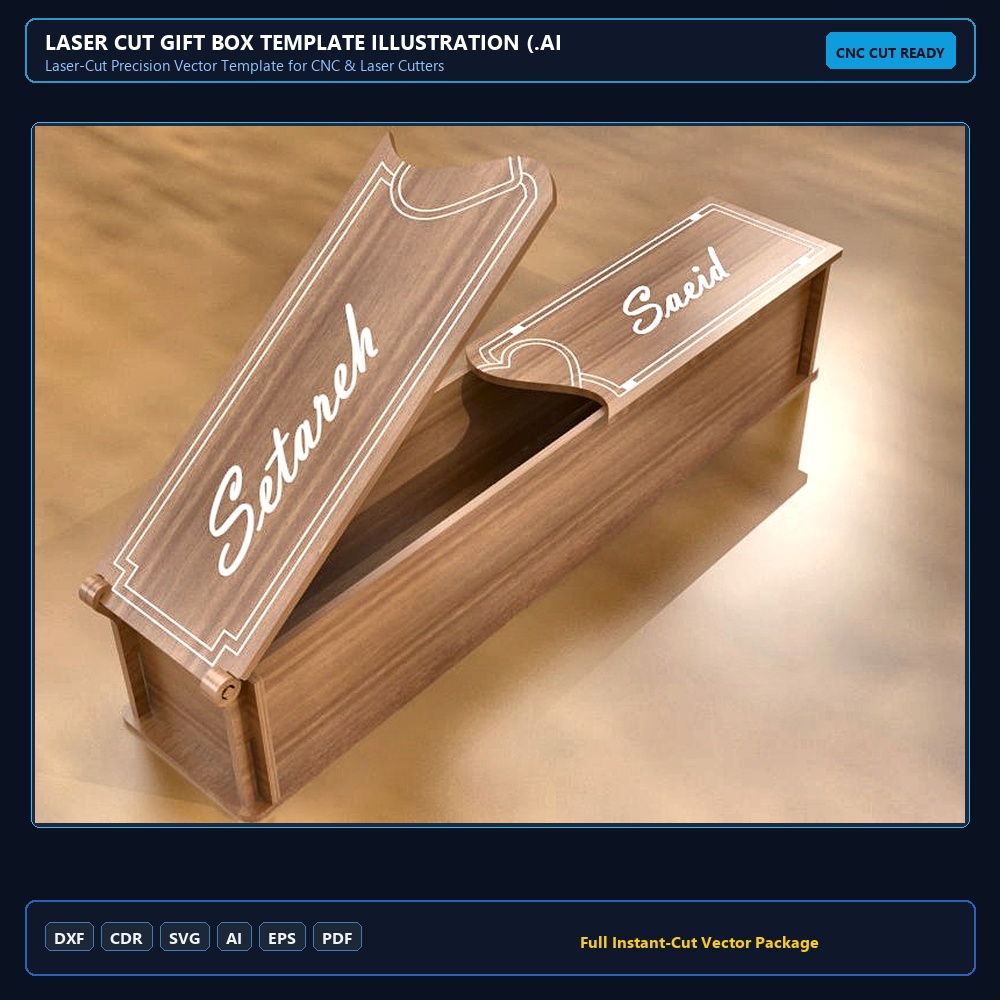 Laser Cut Gift Box Template Illustration (.ai) vector file free download