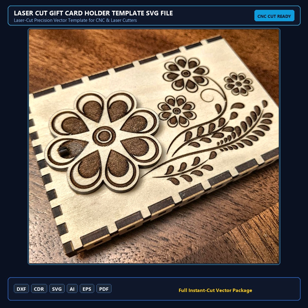 Laser Cut Gift Card Holder Template SVG File Free Download