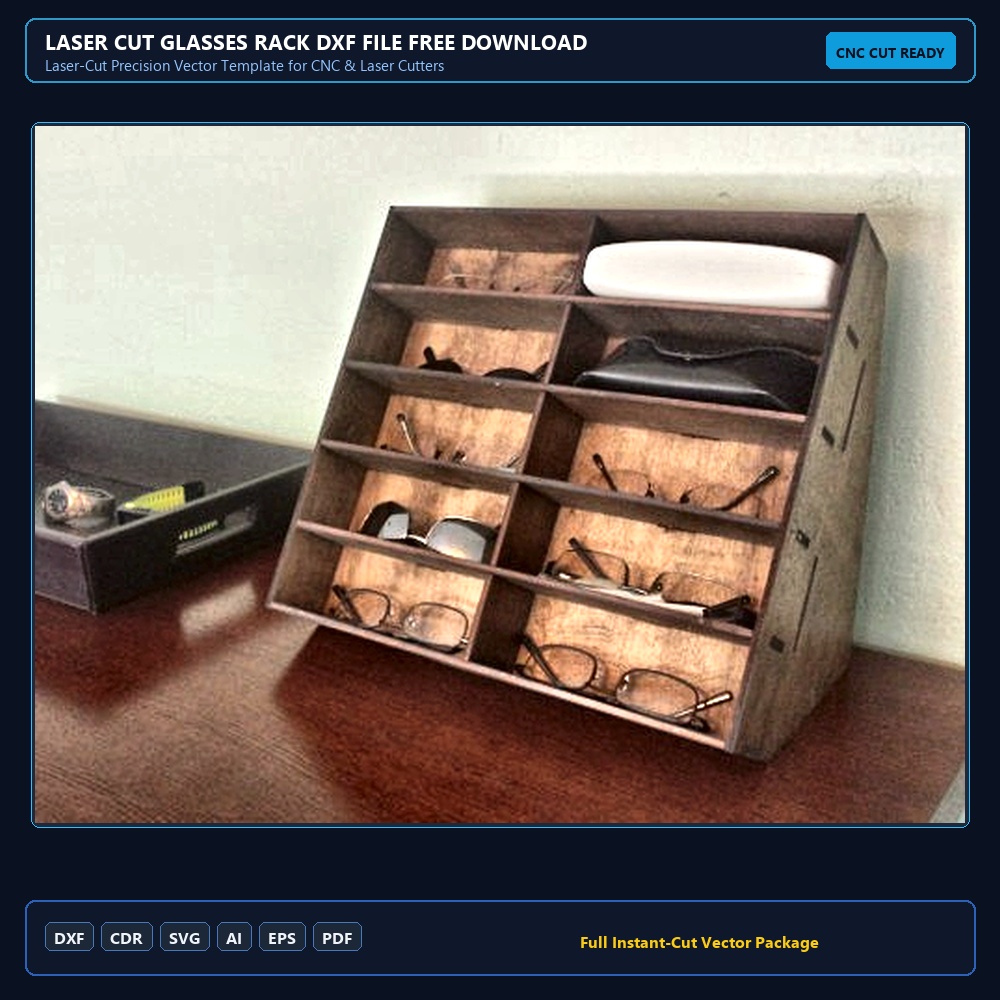 Laser Cut Glasses Rack DXF File Free Download