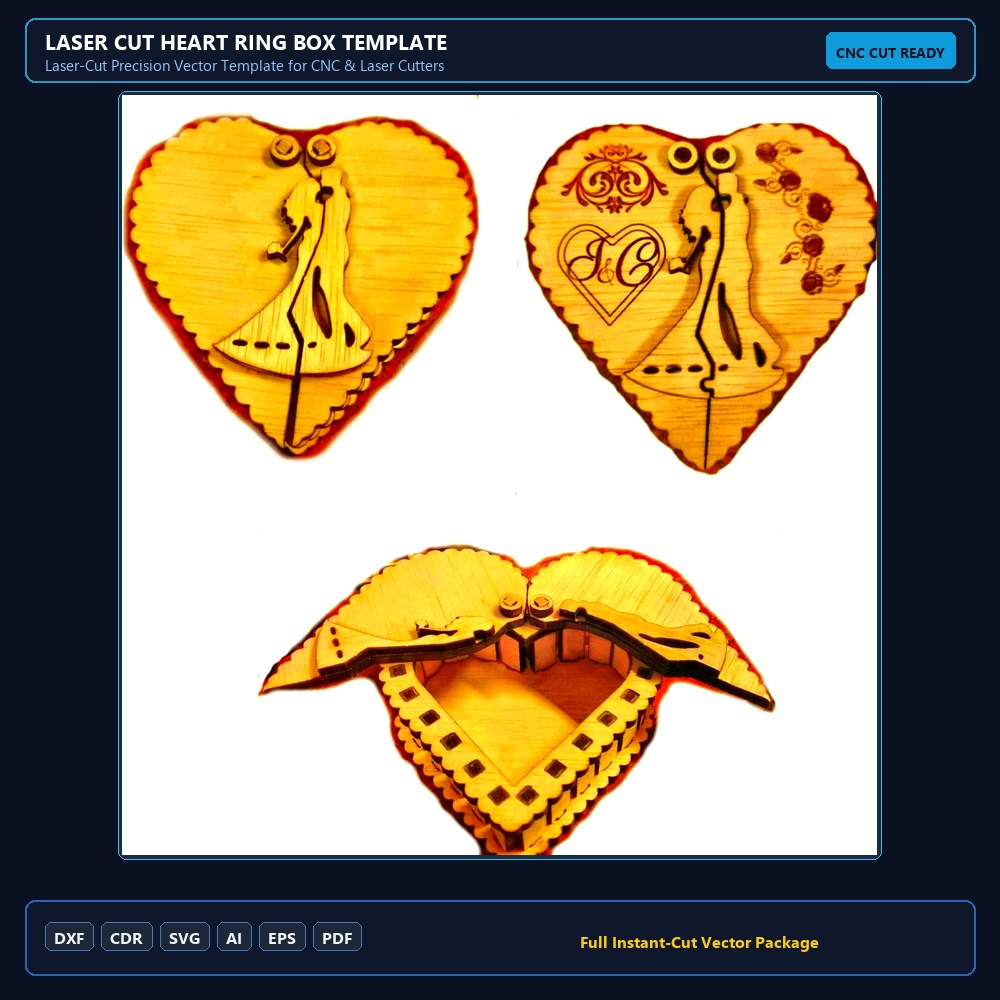 Laser Cut Heart Ring Box Template