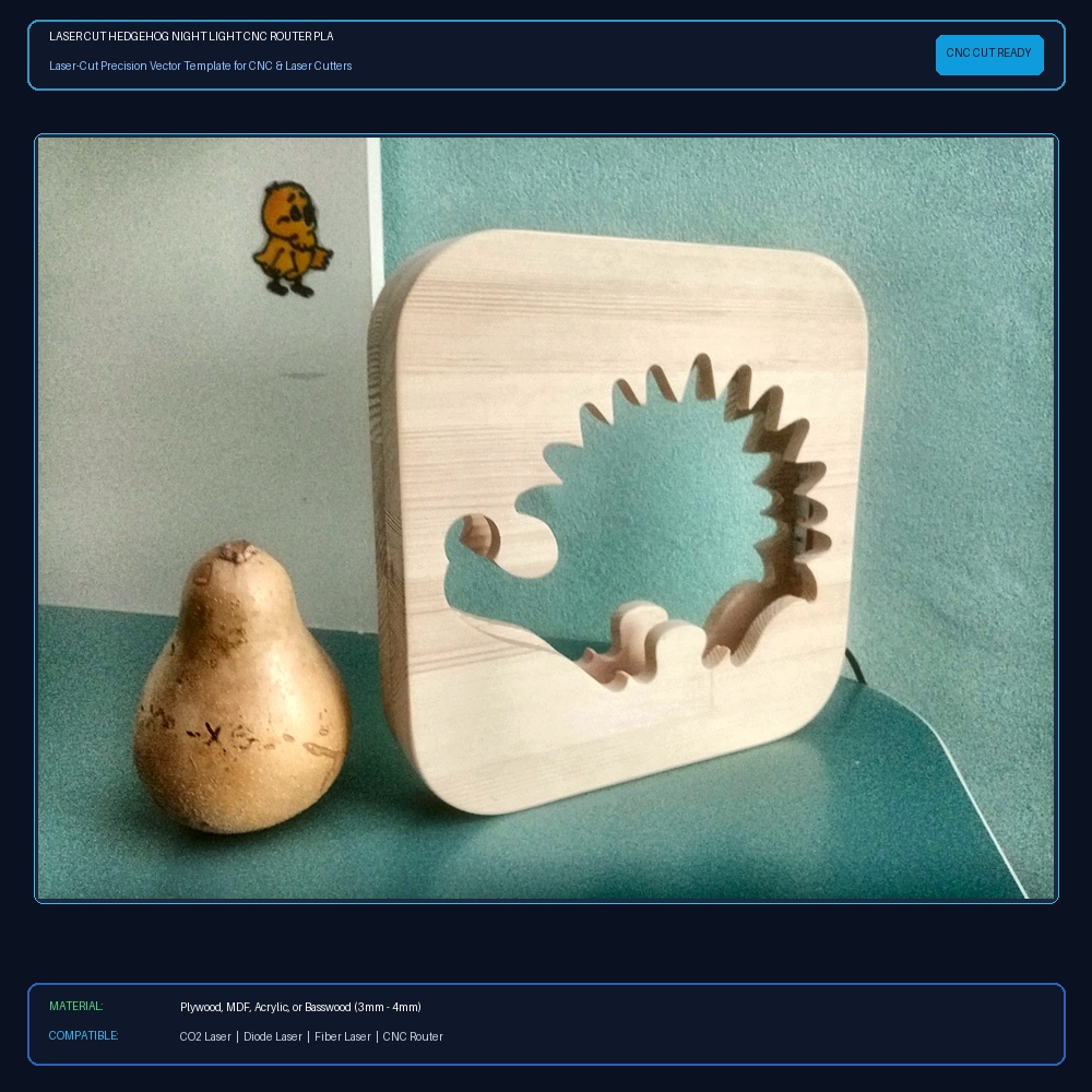 Laser Cut Hedgehog Night Light CNC Router Plans View 2