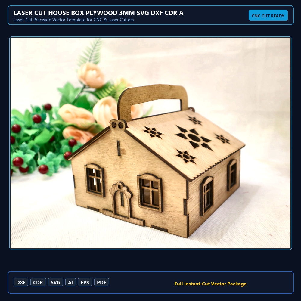Laser Cut House Box Plywood 3mm