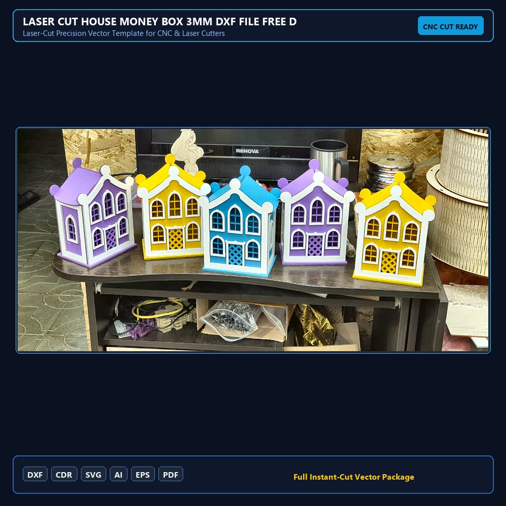 Laser Cut House Money Box 3mm
