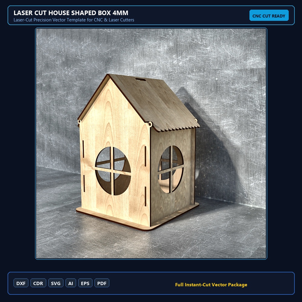Laser Cut House Shaped Box 4mm