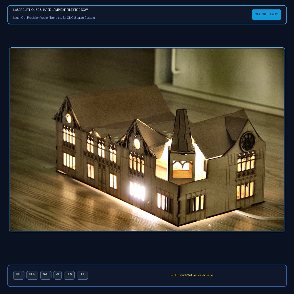Laser Cut House Shaped Lamp DXF File Free Download