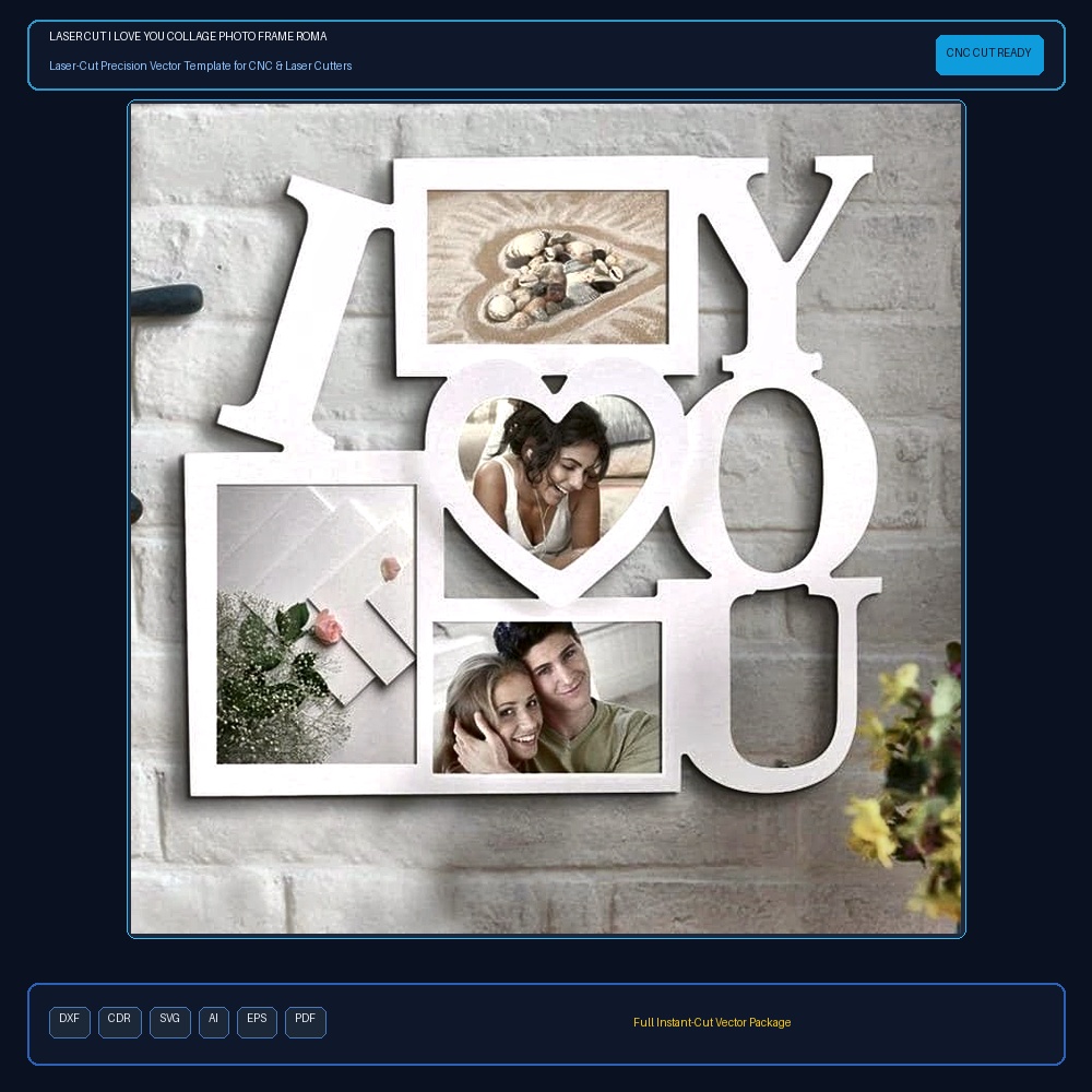 Laser Cut I Love You Collage Photo Frame Romantic Gift for Couples