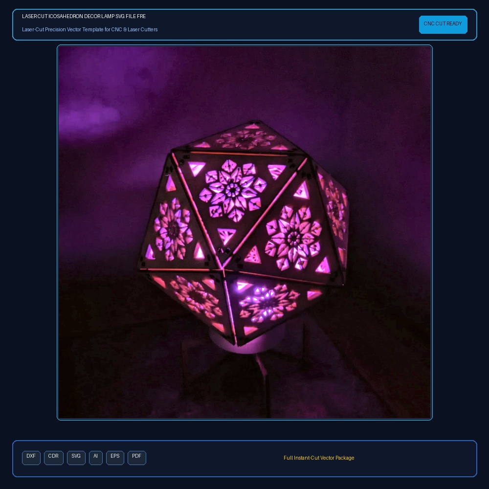 Laser Cut Icosahedron Decor Lamp SVG File Free Download