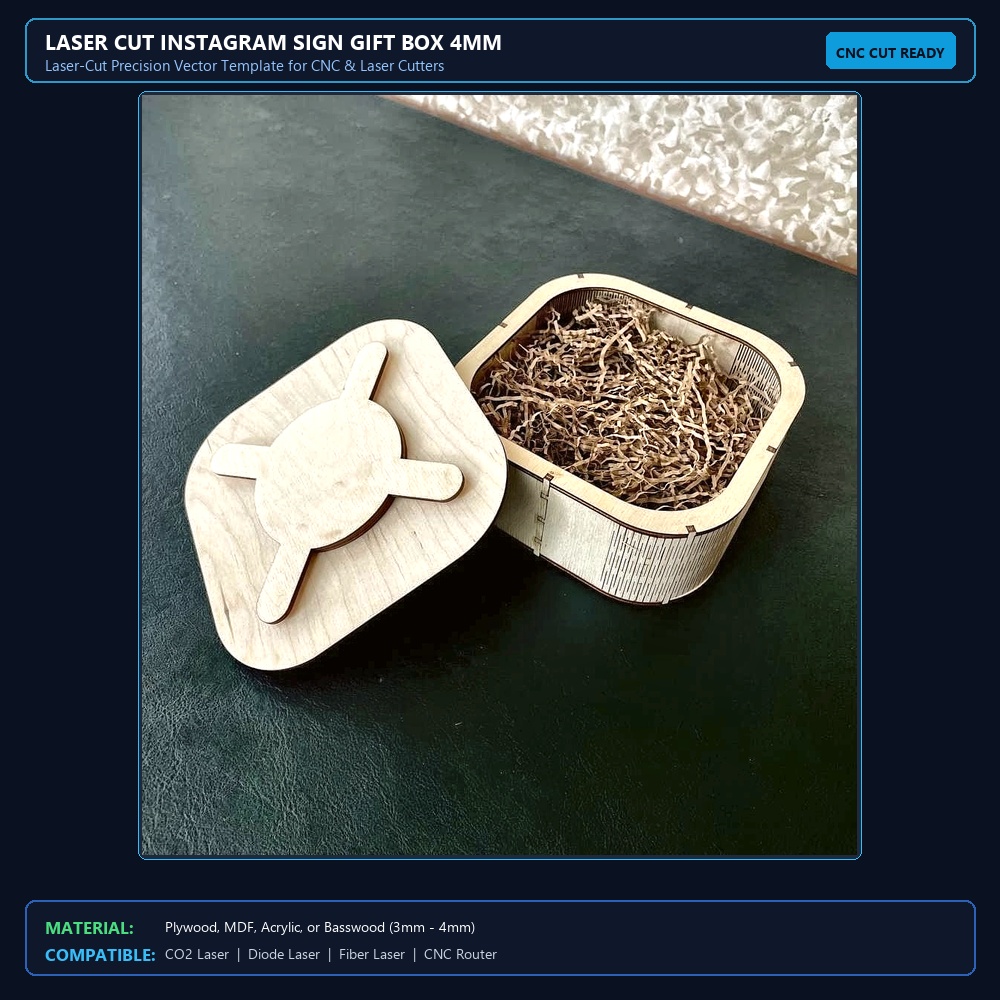 Laser Cut Instagram Sign Gift Box 4mm View 2