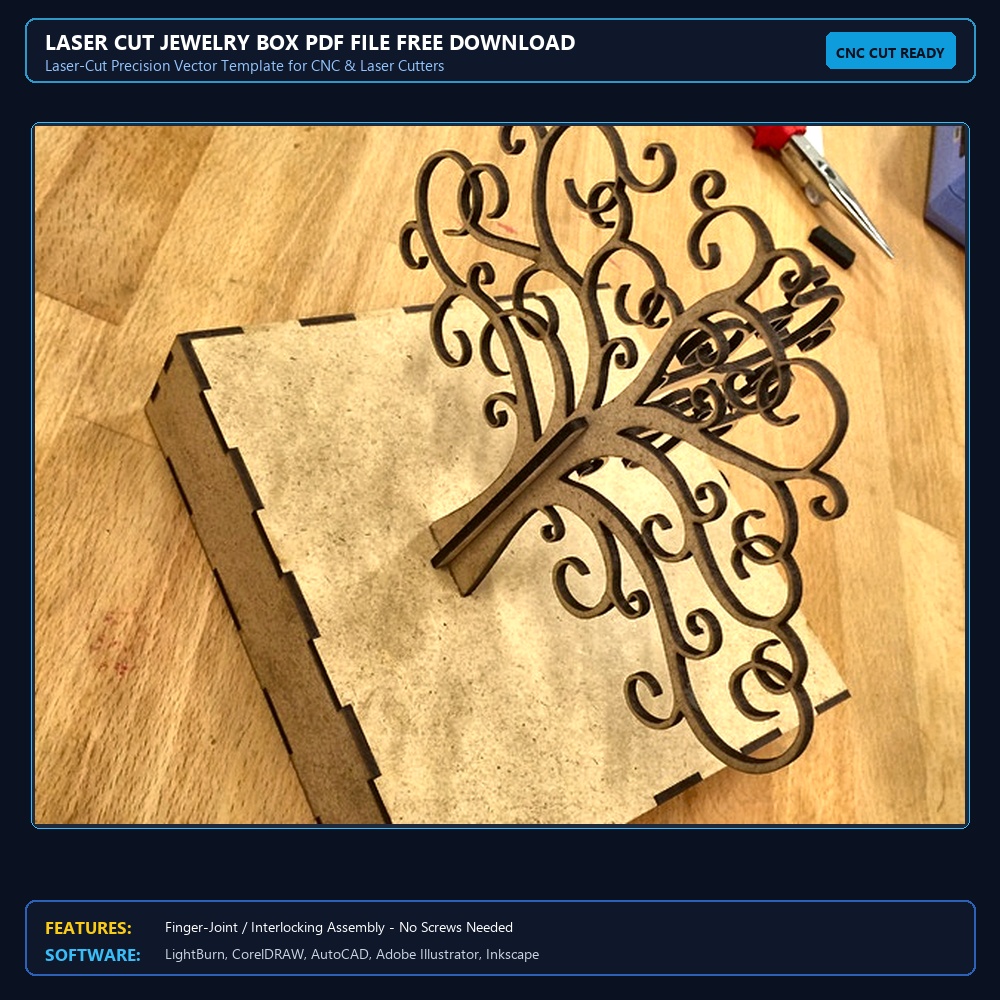 Laser Cut Jewelry Box PDF File Free Download View 3