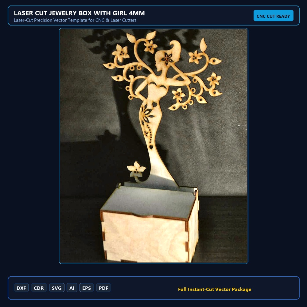 Laser Cut Jewelry Box with Girl 4mm