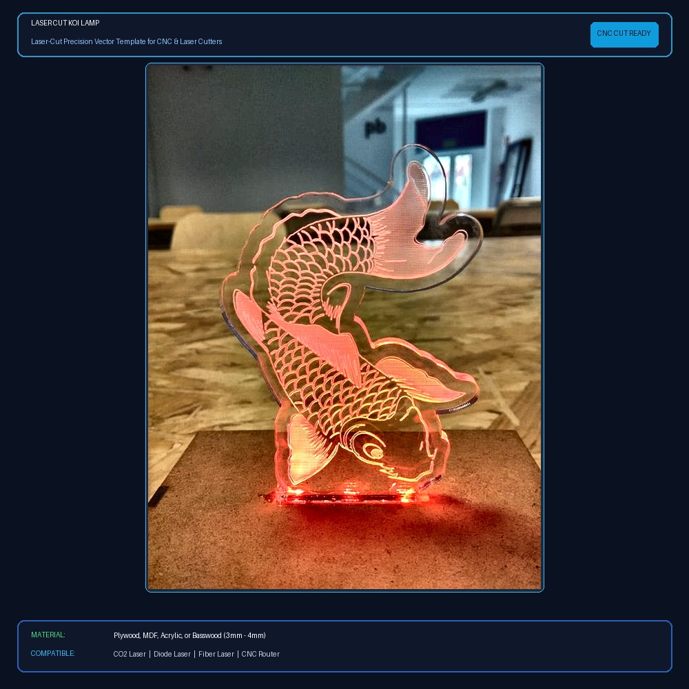 Laser Cut Koi Lamp View 2