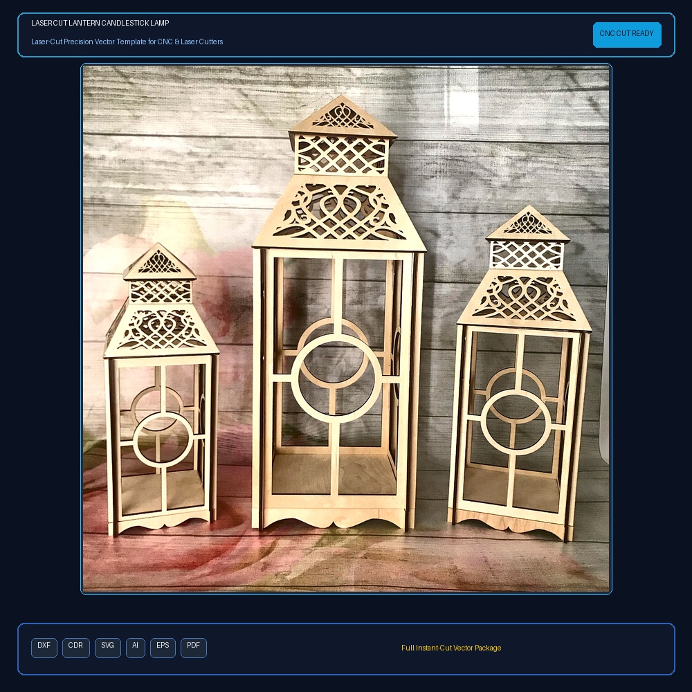 Laser Cut Lantern Candlestick Lamp