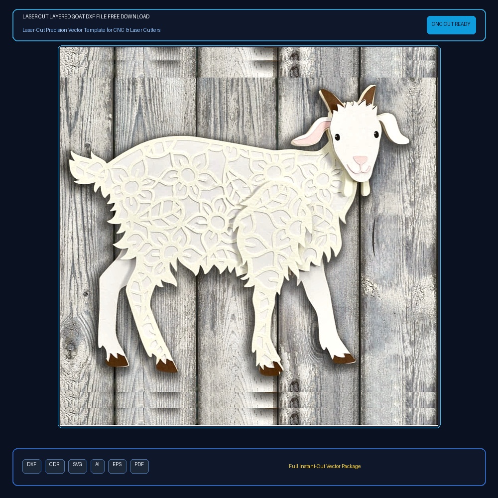 Laser Cut Layered Goat DXF File Free Download