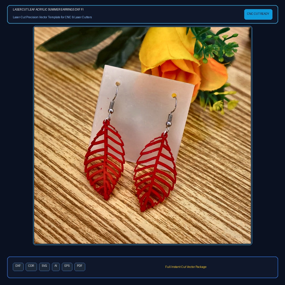Laser Cut Leaf Acrylic Summer Earrings DXF File Free Download