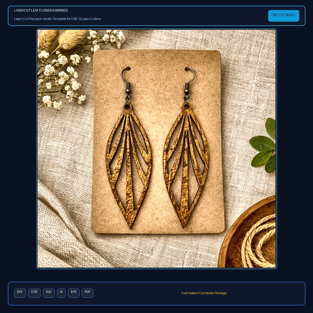 Laser Cut Leaf Flower Earrings