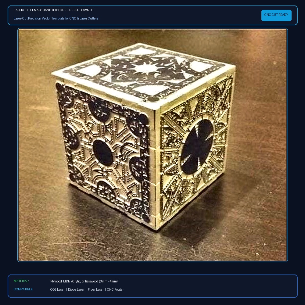 Laser Cut Lemarchand Box DXF File Free Download View 2