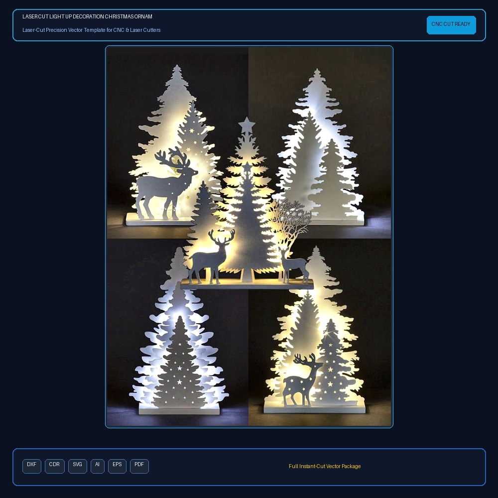 Laser Cut Light Up Decoration Christmas Ornament Xmas Festive Tree Deer