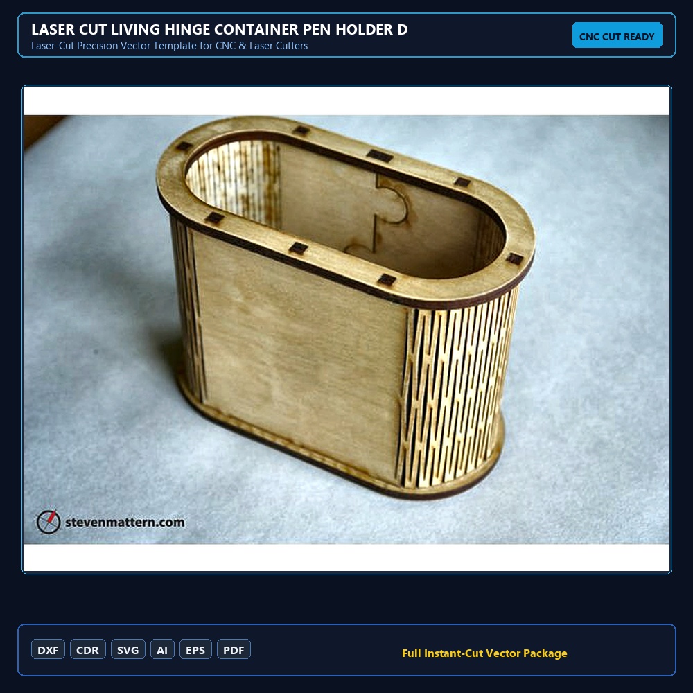 Laser Cut Living Hinge Container Pen Holder