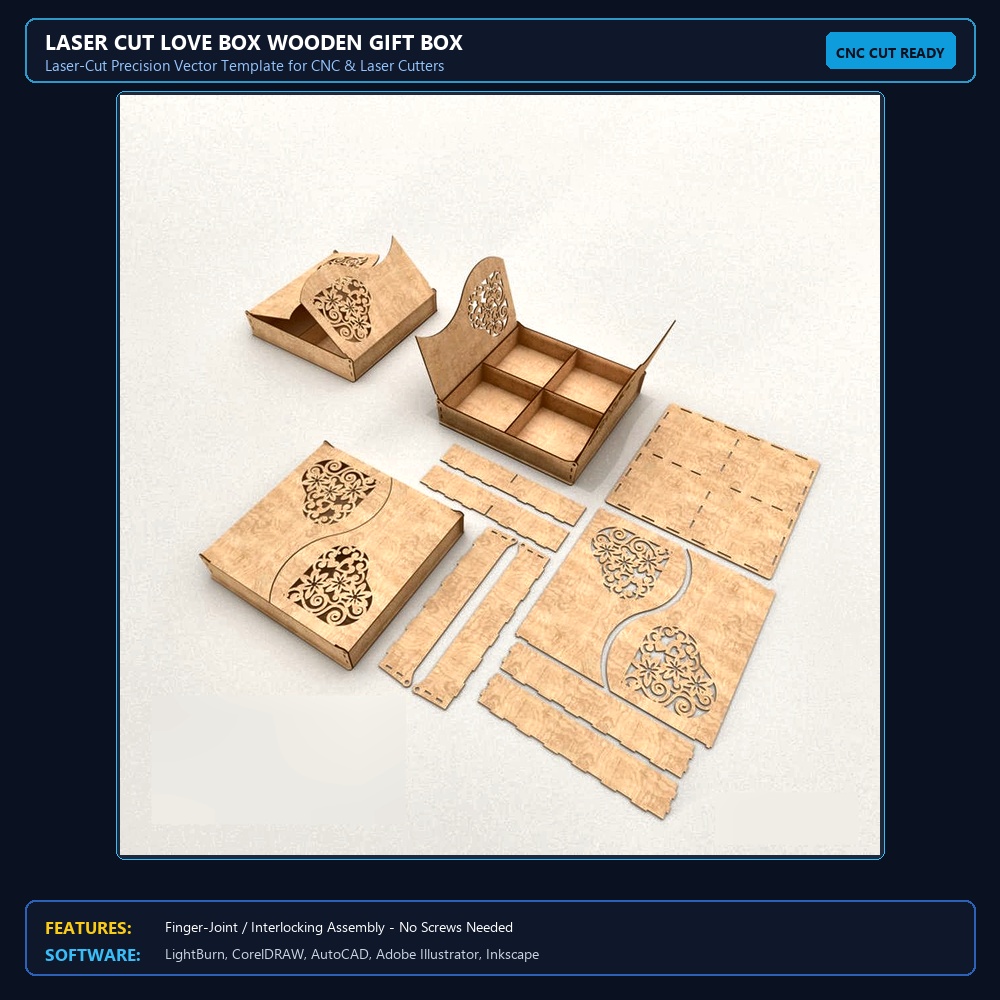 Laser Cut Love Box Wooden Gift Box View 3