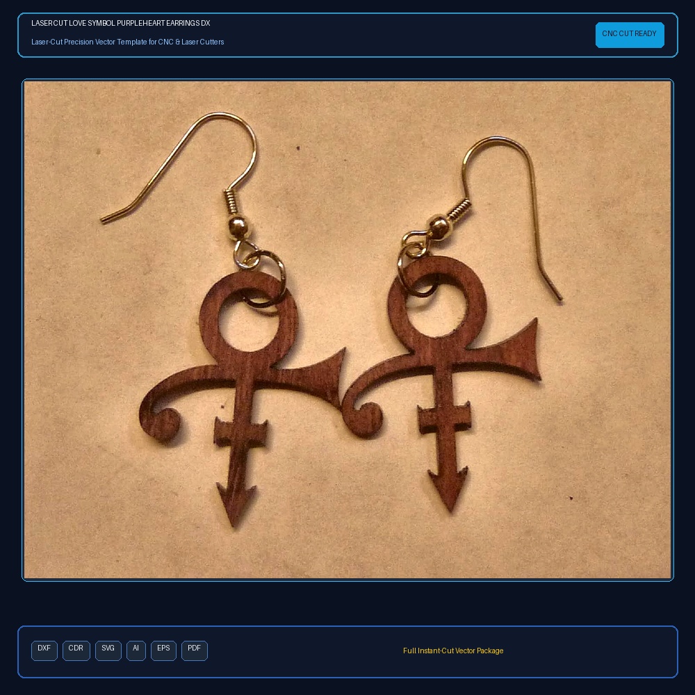 Laser Cut Love Symbol Purpleheart Earrings