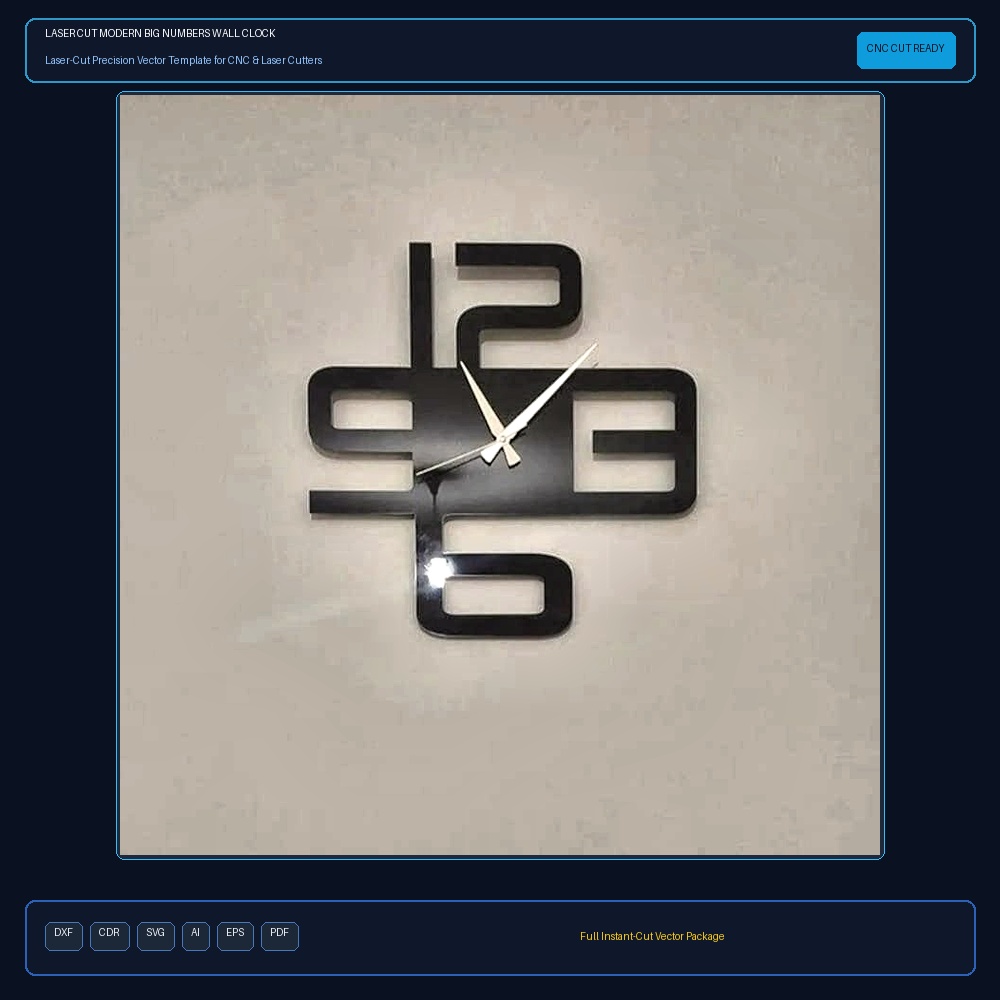 Laser Cut Modern Big Numbers Wall Clock