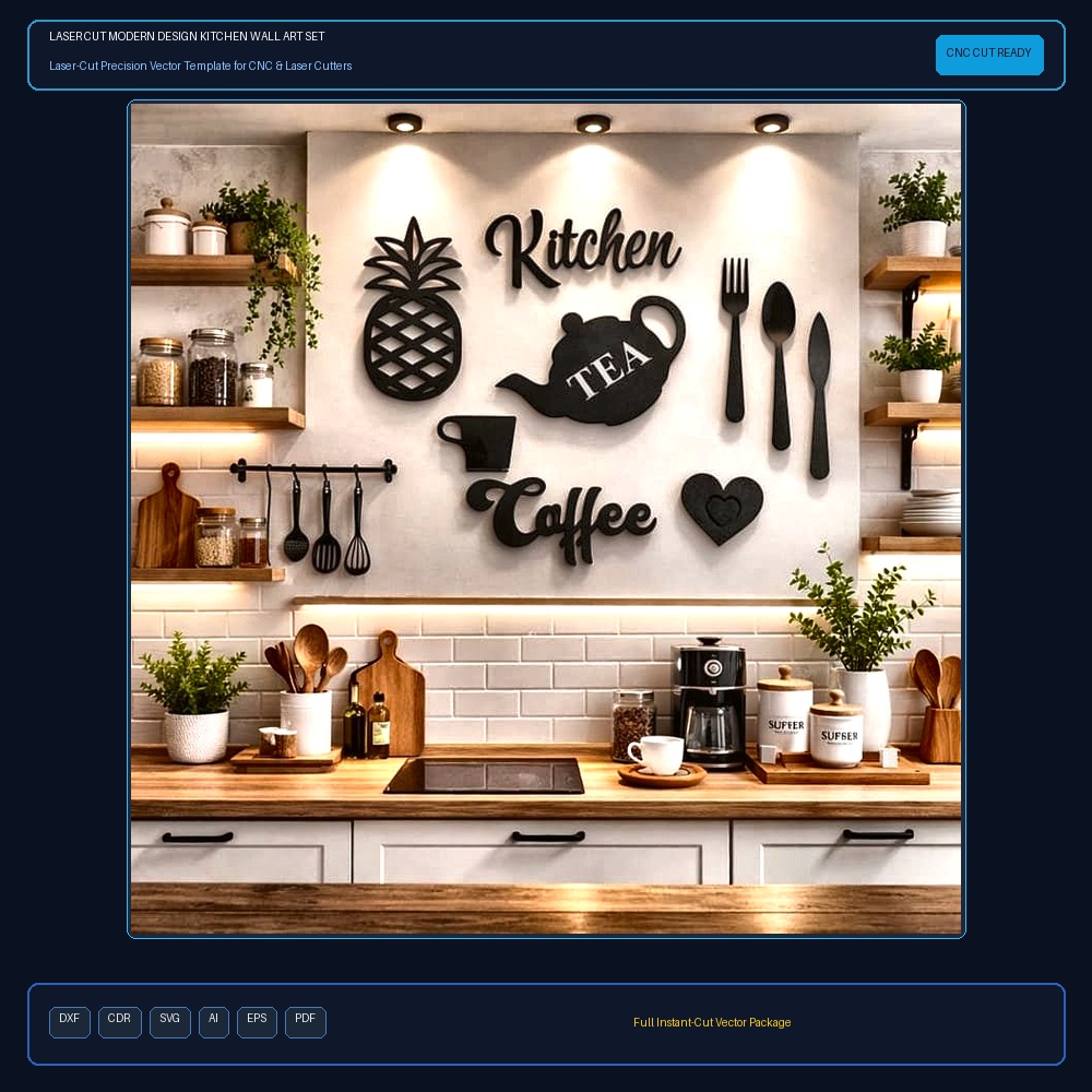 Laser Cut Modern Design Kitchen Wall Art Set