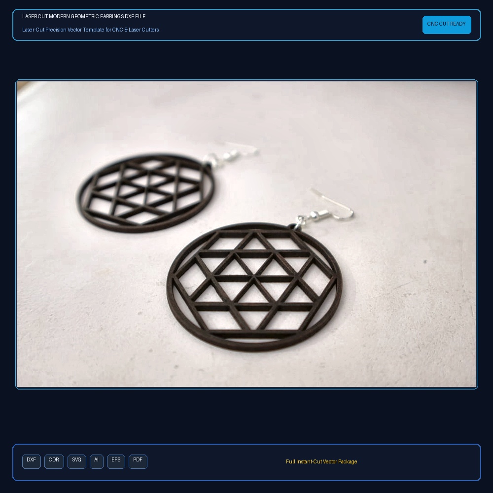 Laser Cut Modern Geometric Earrings DXF File Free Download