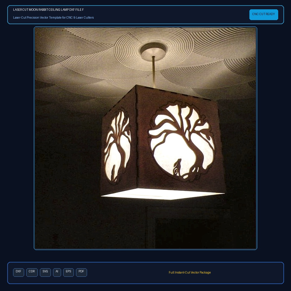 Laser Cut Moon Rabbit Ceiling Lamp DXF File Free Download