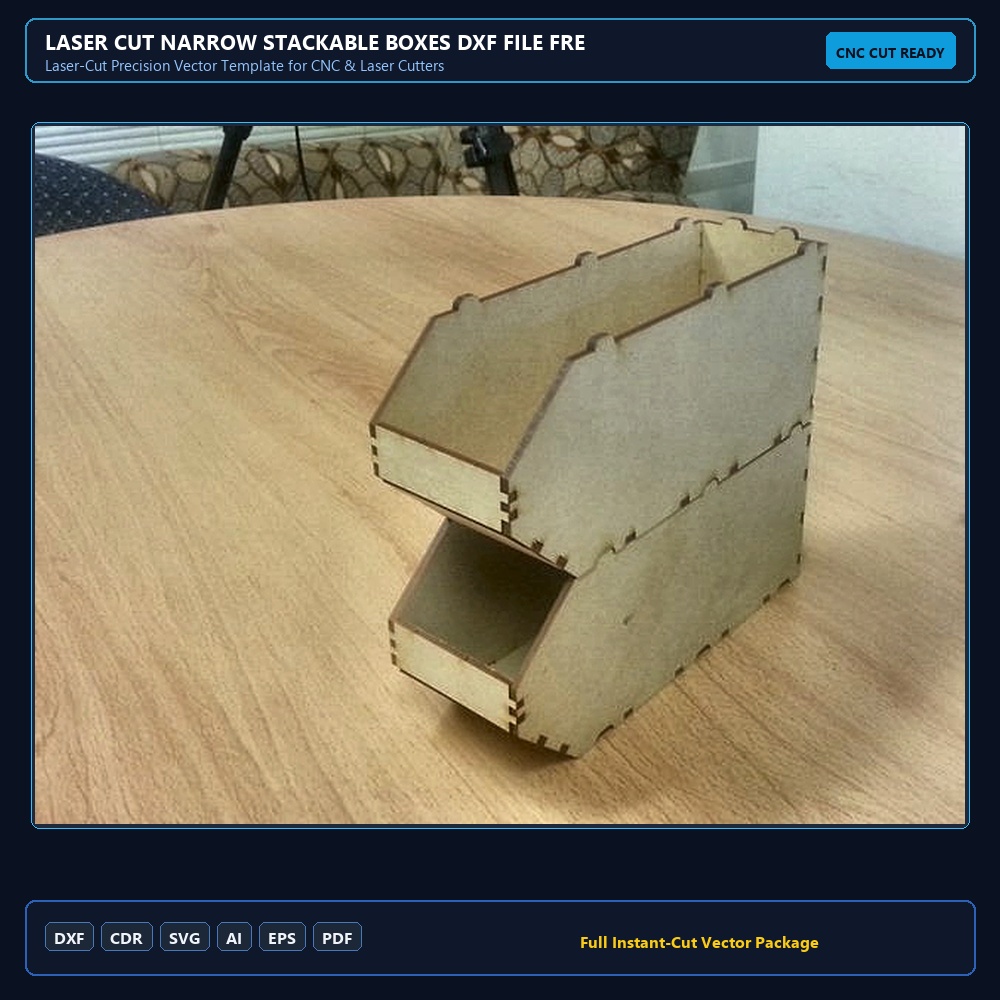 Laser Cut Narrow Stackable Boxes