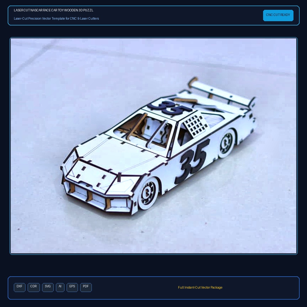 Laser Cut Nascar Race Car Toy Wooden 3D Puzzle