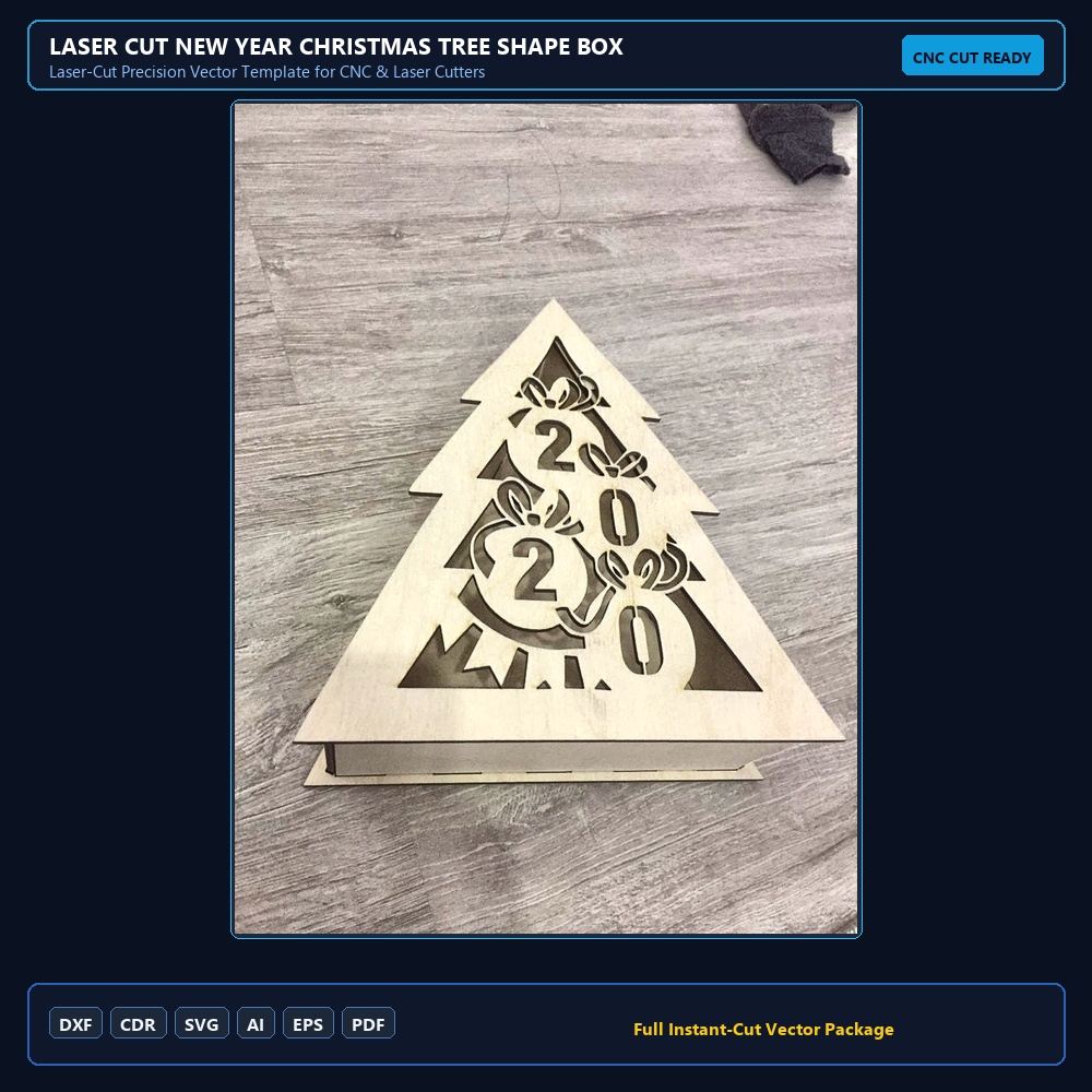 Laser Cut New Year Christmas Tree Shape Box