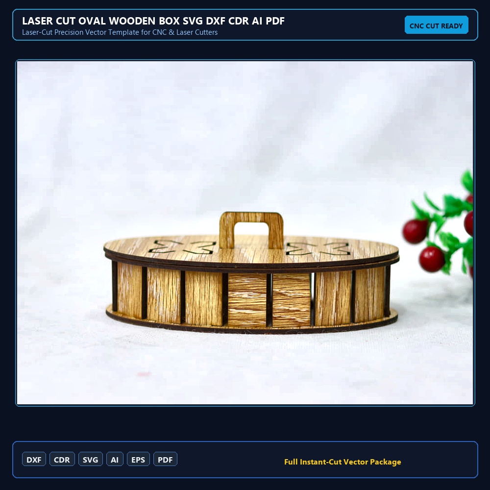 Laser Cut Oval Wooden Box SVG DXF CDR AI PDF Free Download