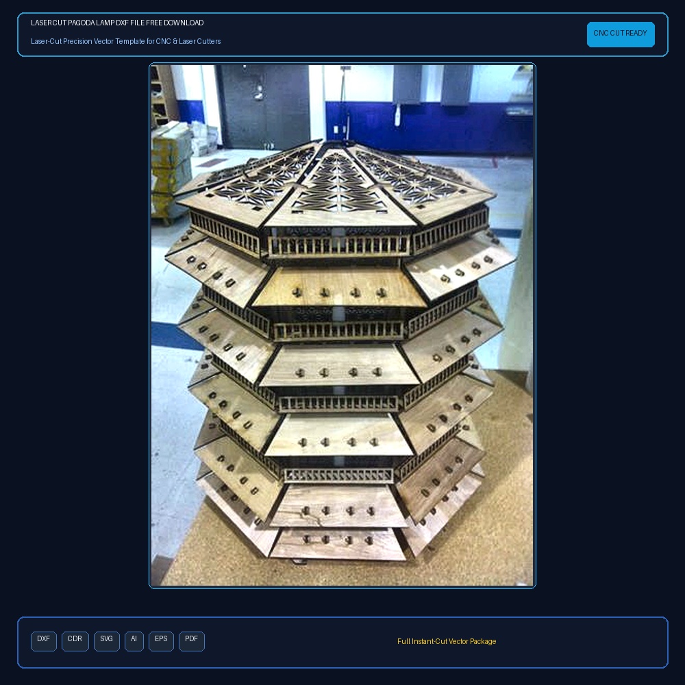Laser Cut Pagoda Lamp DXF File Free Download