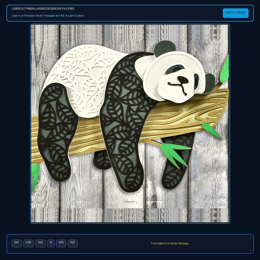 Laser Cut Panda Layered Design DXF File Free Download