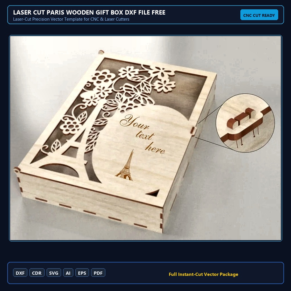 Laser Cut Paris Wooden Gift Box