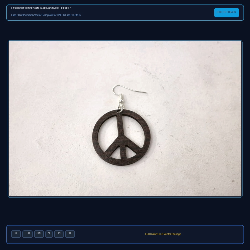 Laser Cut Peace Sign Earrings DXF File Free Download
