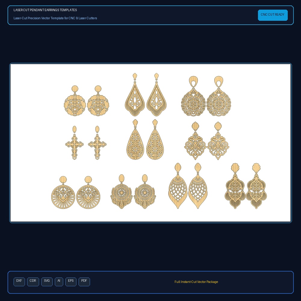 Laser Cut Pendant Earrings Templates