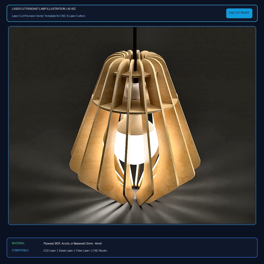 Laser Cut Pendant Lamp Illustration (.ai) vector file free download View 2