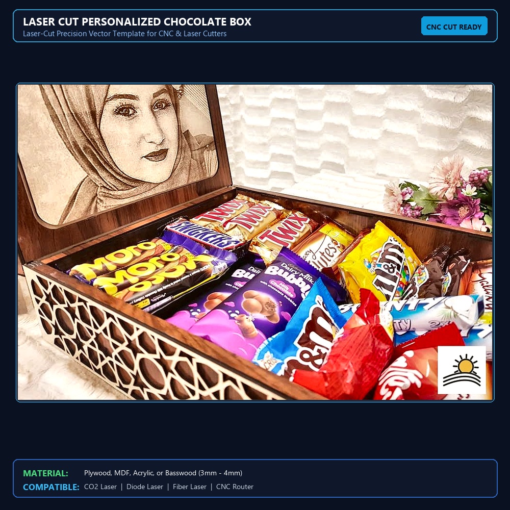 Laser Cut Personalized Chocolate Box View 2