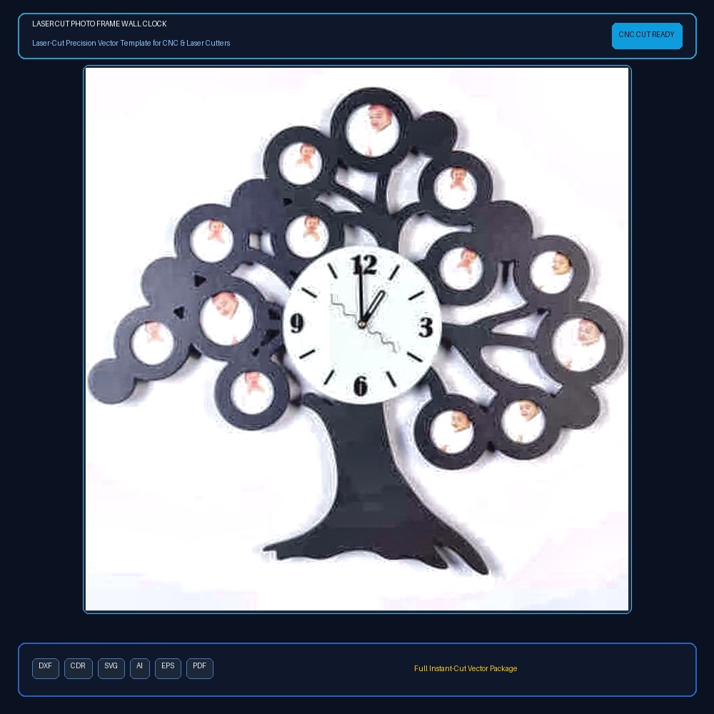 Laser Cut Photo Frame Wall Clock