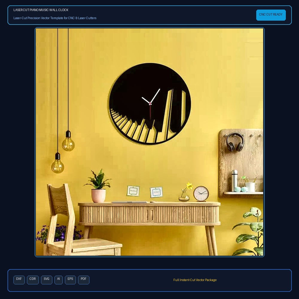 Laser Cut Piano Music Wall Clock