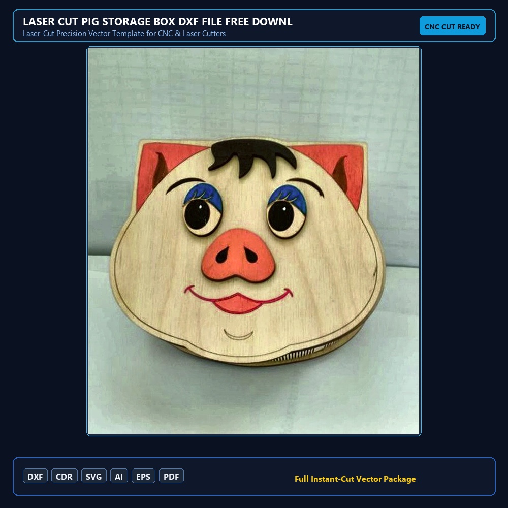 Laser Cut Pig Storage Box DXF File Free Download