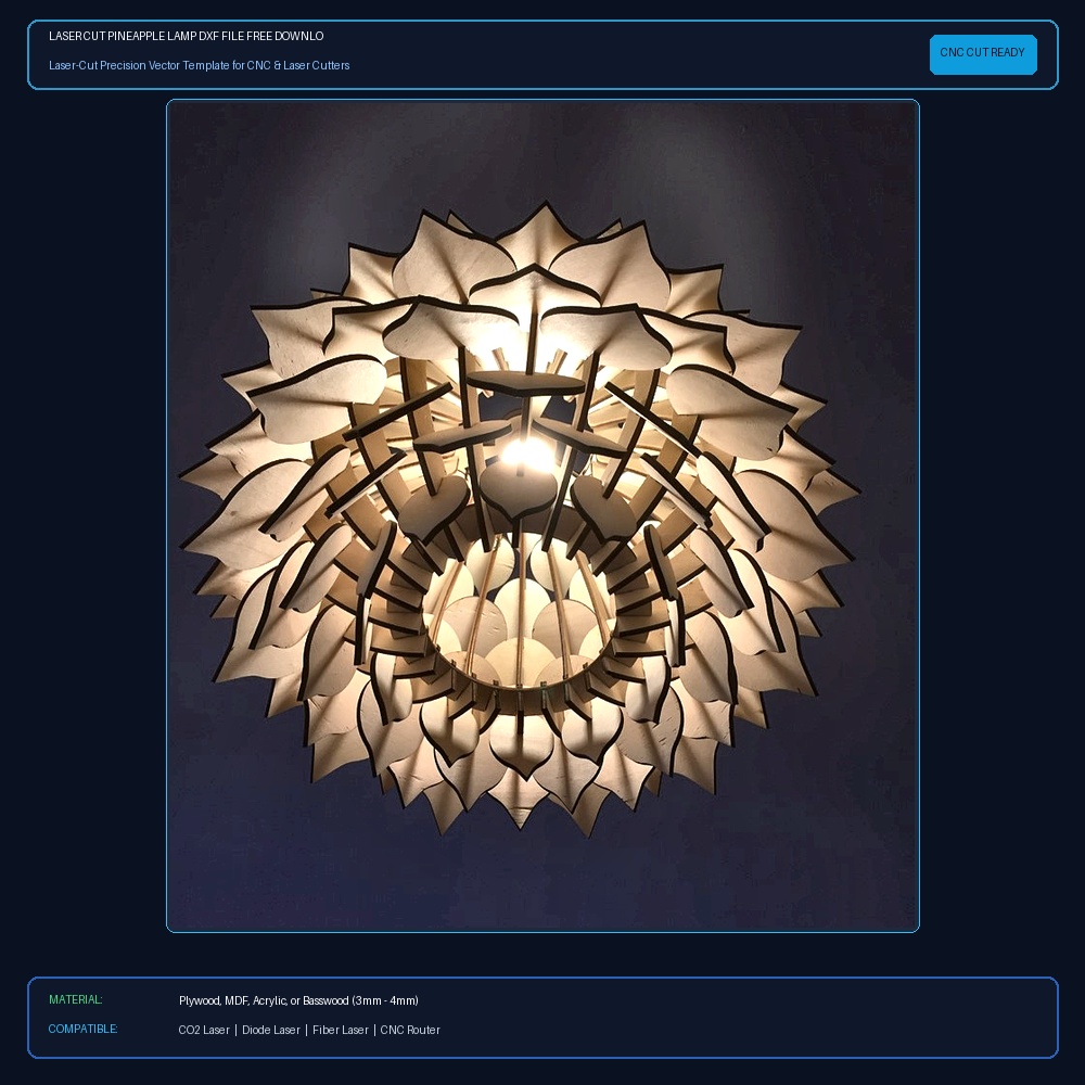 Laser Cut Pineapple Lamp DXF File Free Download View 2