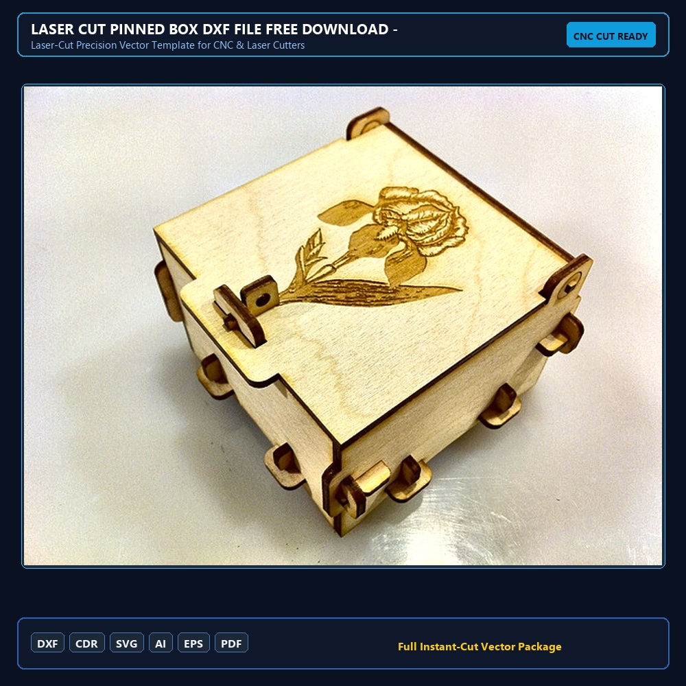 Laser Cut Pinned Box DXF File Free Download
