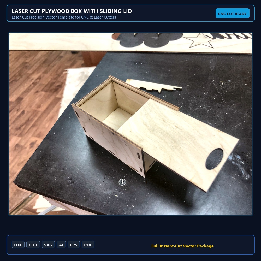 Laser Cut Plywood Box With Sliding Lid