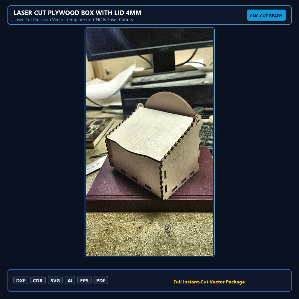 Laser Cut Plywood Box with Lid 4Mm