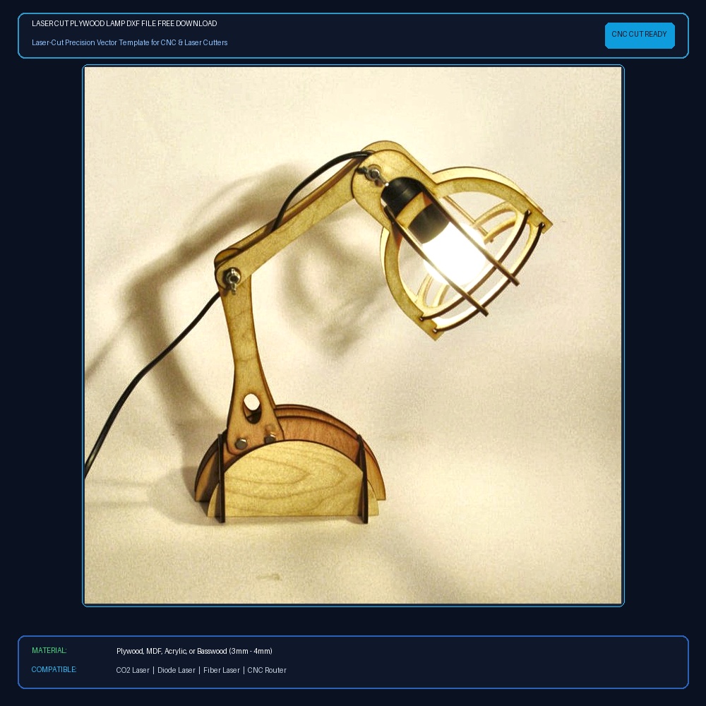 Laser Cut Plywood Lamp DXF File Free Download View 2